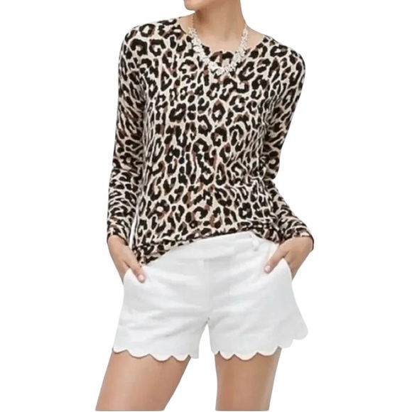 NWT J. Crew Factory Re-Imagined White 4” Scallop Hem Cotton Shorts Sz. 4 Reg $64 - Picture 1 of 13